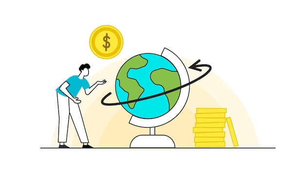 Flat characters making money Business and finance saving money theme Career salary earnings