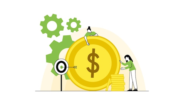 Vector flat characters making money business and finance saving money theme career salary earnings