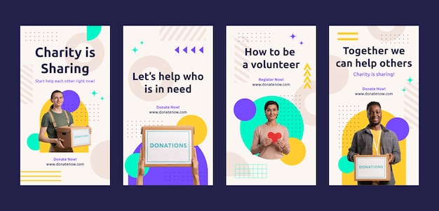 Vector flat charity event instagram stories