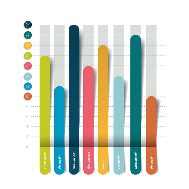 Flat chart graph simply color editable infographics elements