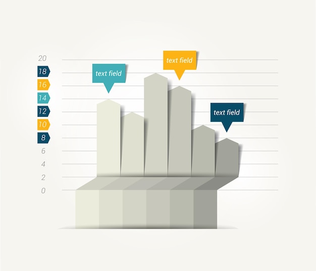 Flat chart graph Simply color editable Infographics elements