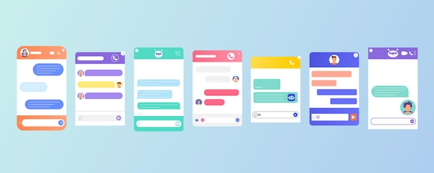 Плоские диалоговые окна чат-бота с роботом-чат-ботом, аватар с людьми