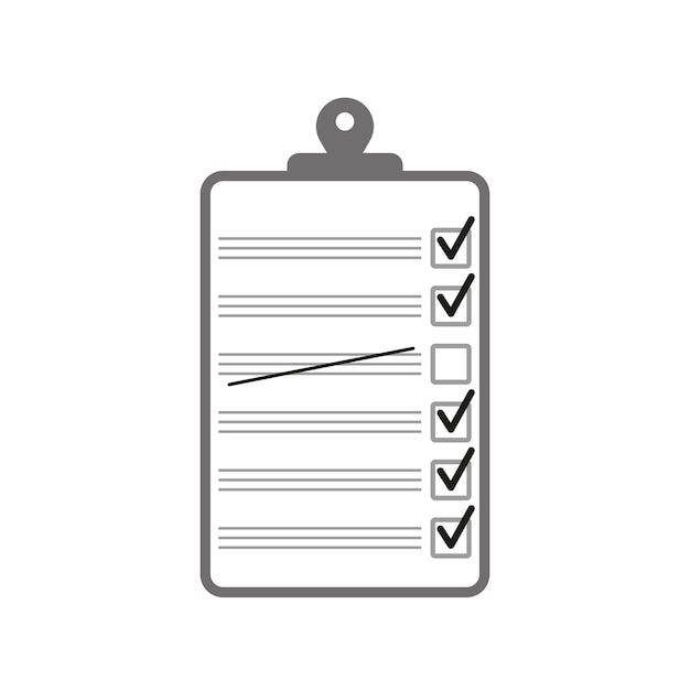 Flat checklist icon Document symbol A checklist with a crossed out line Vector illustration