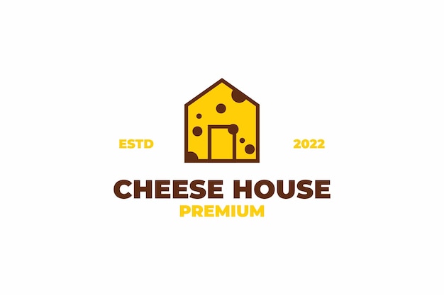 Flat cheese house icon logo design