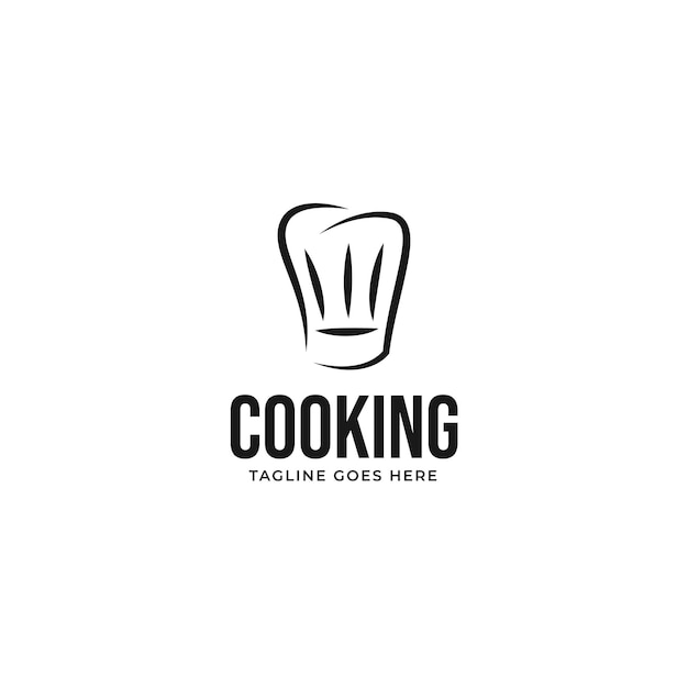 Cappello da chef piatto cucina logo design concetto vettoriale illustrazione idea