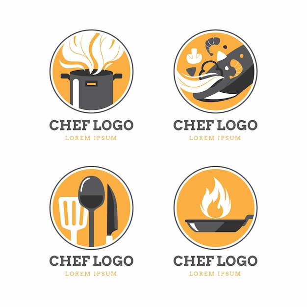 Flat chef logo collection