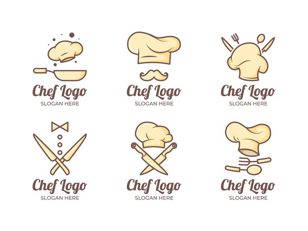 Flat Chef Logo Template Collectie