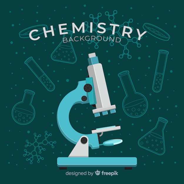 Flat chemistry laboratory with flasks