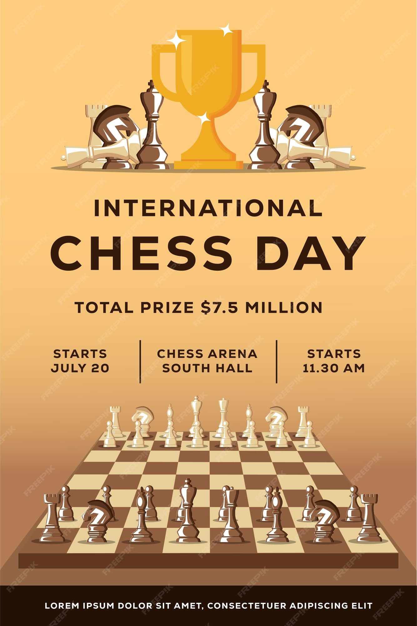 Premium Vector  World chess day flyer