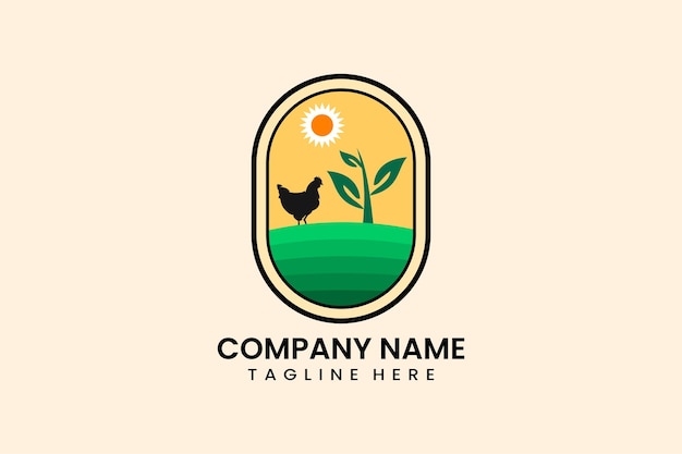 Flat chicken farm logo template vector illustration