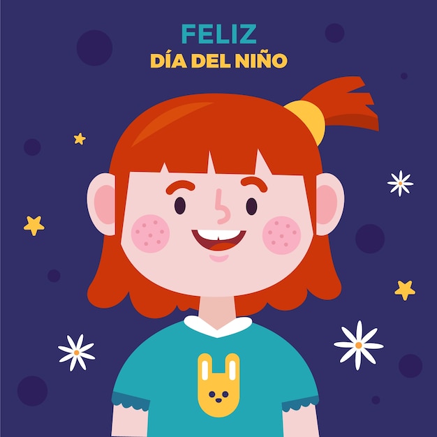 スペイン語のイラストで平らな子供の日