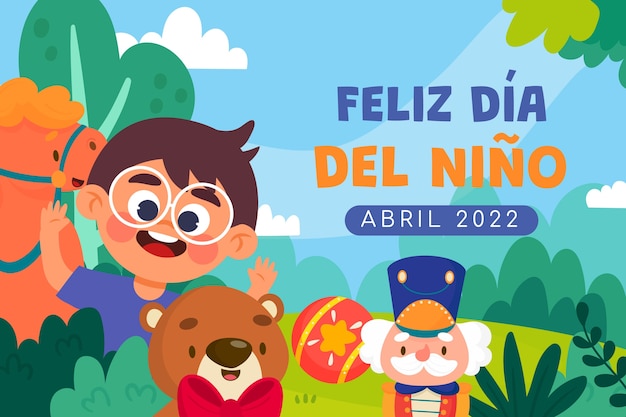 Vettore giornata dei bambini piatta nell'illustrazione spagnola