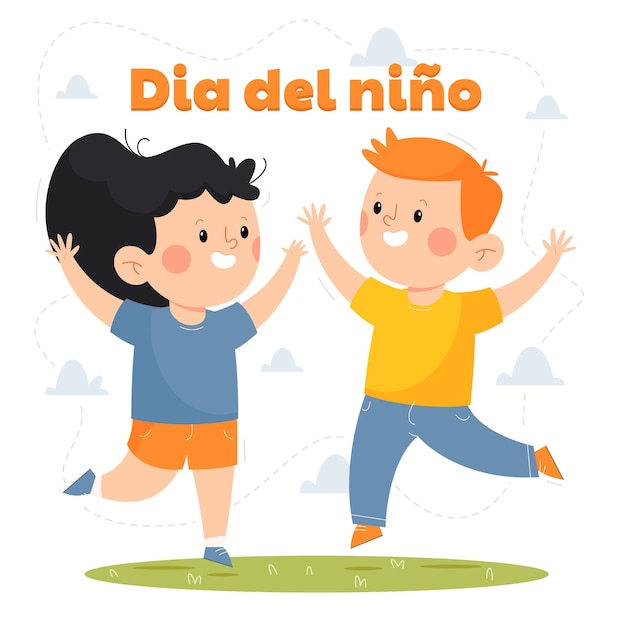 Плоский детский день на испанской иллюстрации