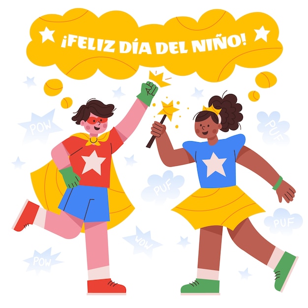 Vector flat children's day in spanish illustration