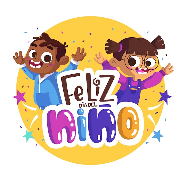 Vector flat children's day in spanish illustration