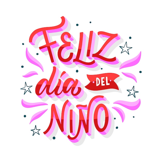 Flat children's day in spanish lettering