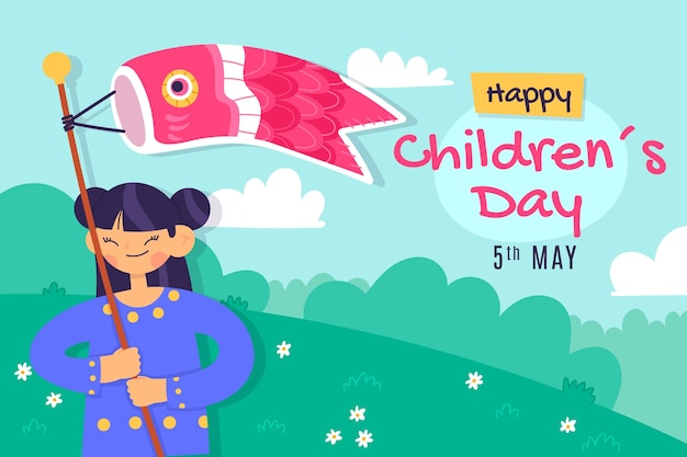 Vector flat childrens day background