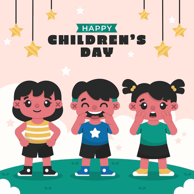 flat childrens day illustration