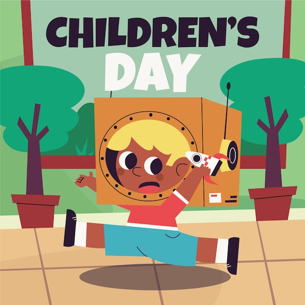 Illustrazione del giorno dei bambini piatto
