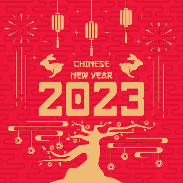 フラットな中国の新年の背景