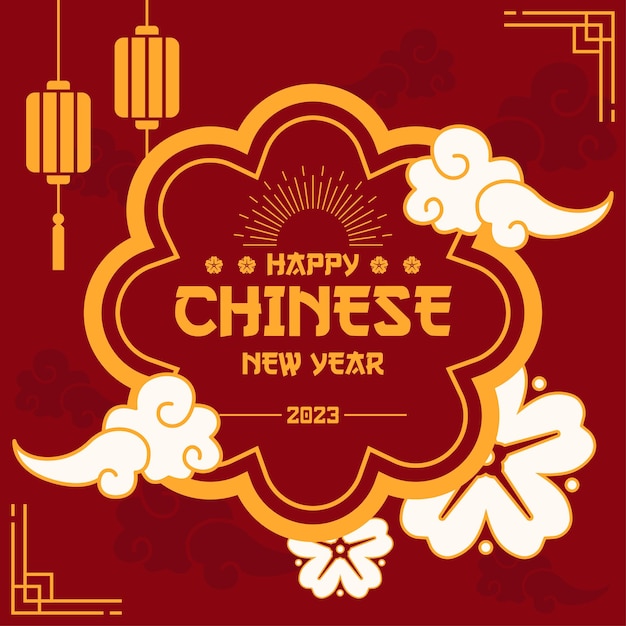 flat chinese new year background