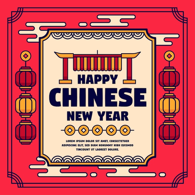 Flat chinese new year background