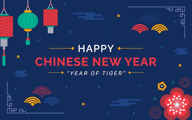 Vector flat chinese new year background