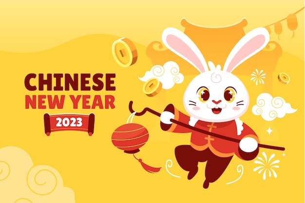 Flat chinese new year background