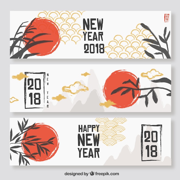 Flat chinese new year banners