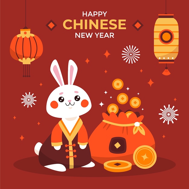 Flat chinese new year celebration illustration