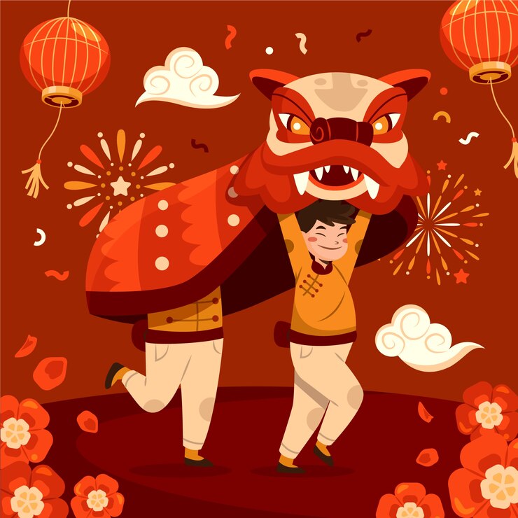 Vector flat chinese new year composition