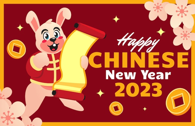 Flat chinese new year greeting cards