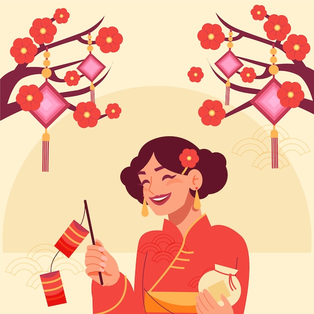 Vector flat chinese new year illustration