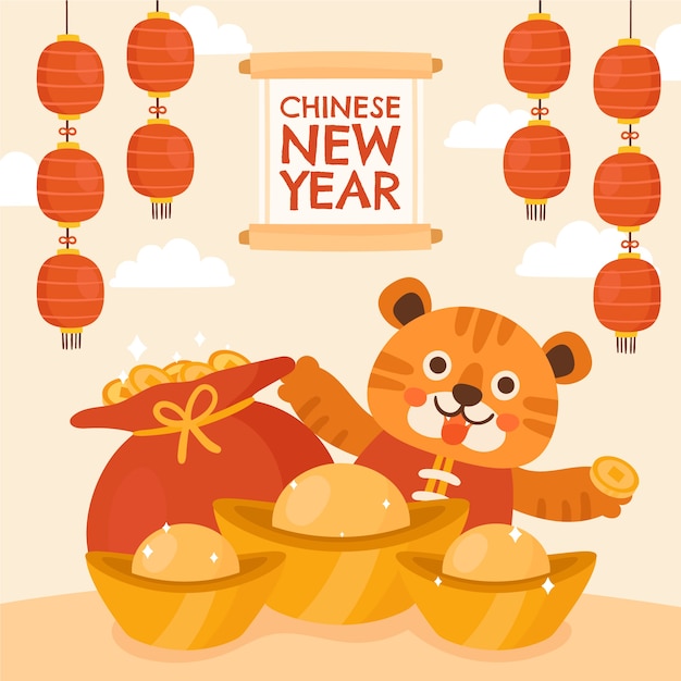 Vector flat chinese new year illustration