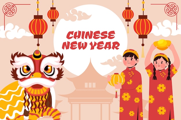 Flat chinese new year illustration