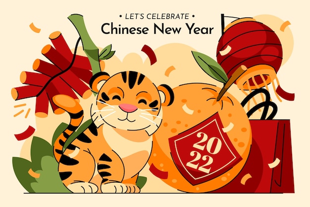 Flat chinese new year illustration