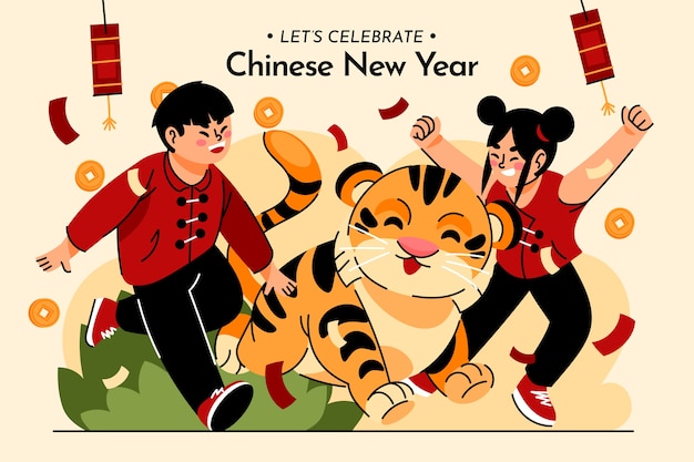 Vector flat chinese new year illustration