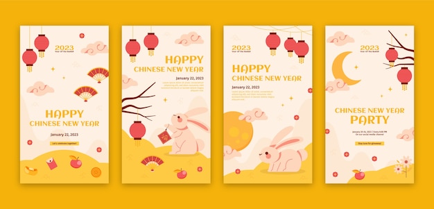 Flat chinese new year instagram stories collection