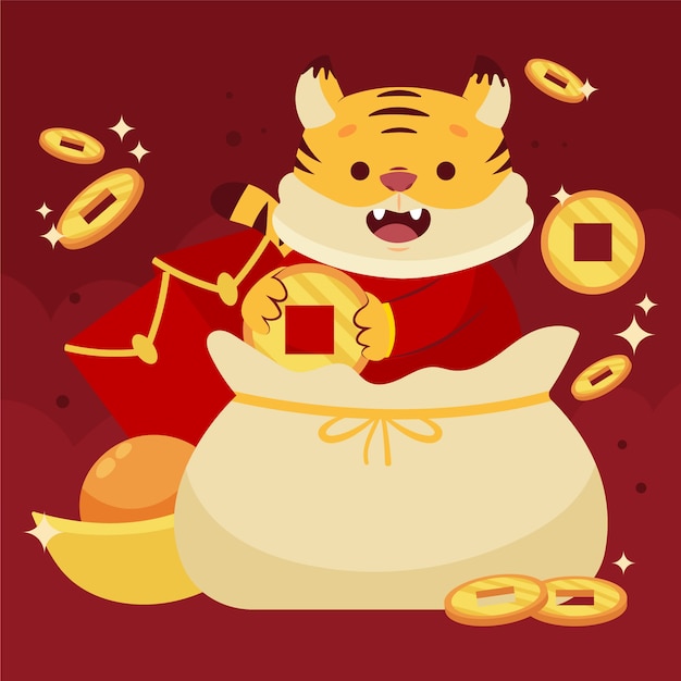 Vector flat chinese new year lucky money illustration