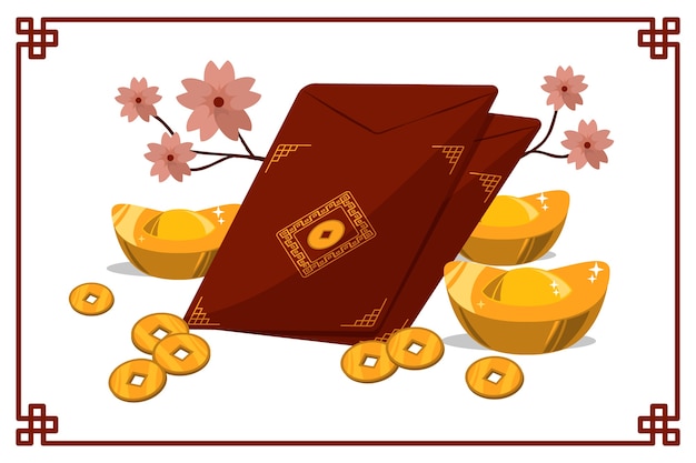 Flat chinese new year lucky money illustration