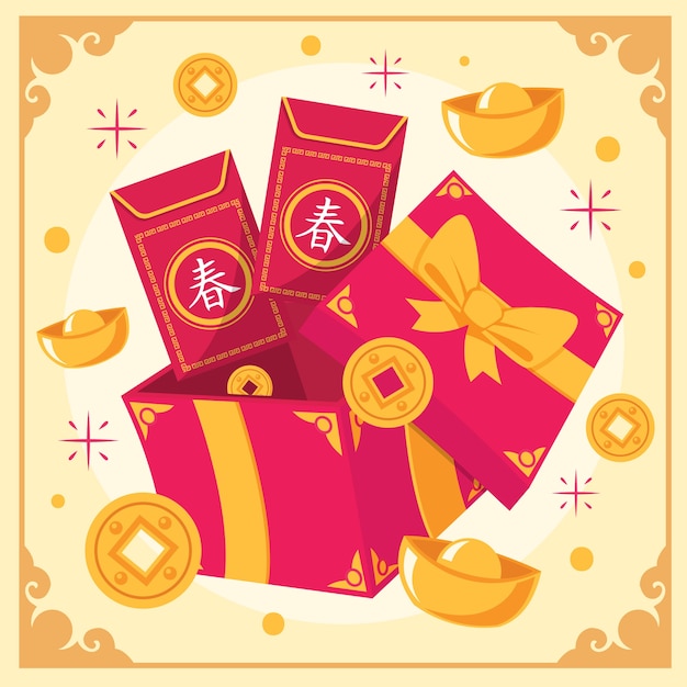 Vector flat chinese new year lucky money illustration