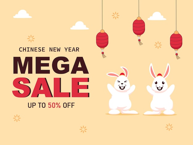 Flat chinese new year mega sale . Vector illustration
