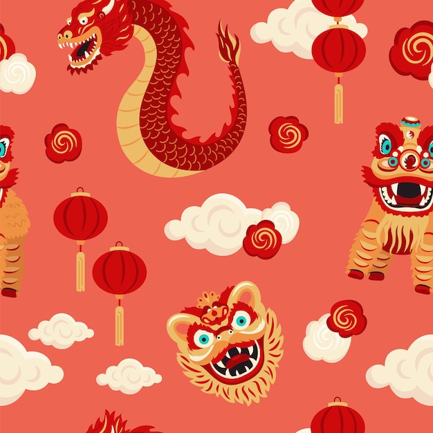 Flat chinese new year pattern