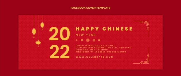 Flat chinese new year social media cover template