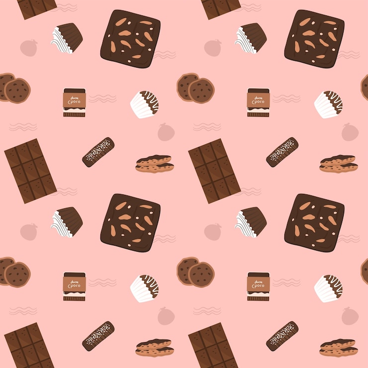 Vector flat chocolate dessert pattern template