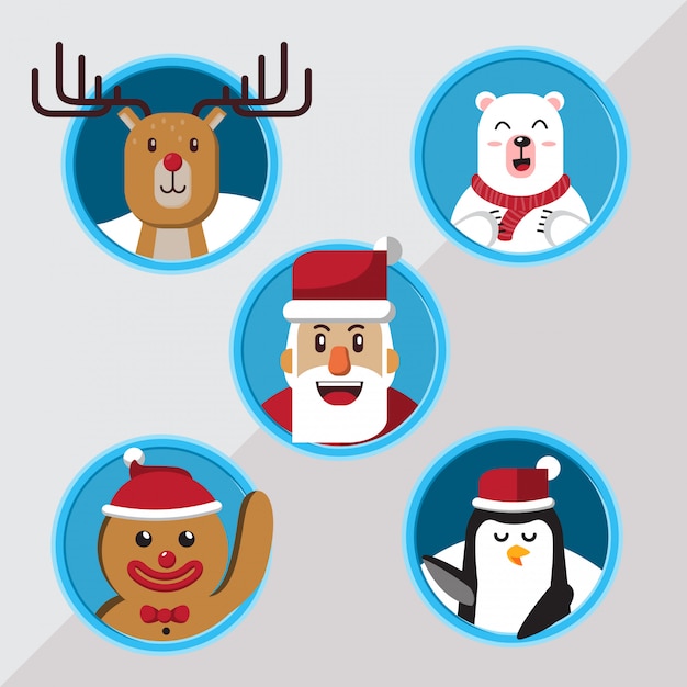 Vector flat christmas avatar in circle