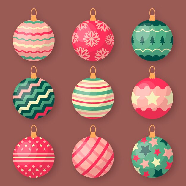 Flat christmas ball ornaments collection