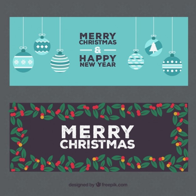 Vector flat christmas banner pack