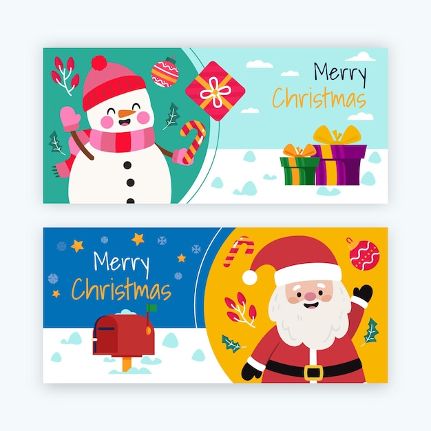 Vector flat christmas banners set