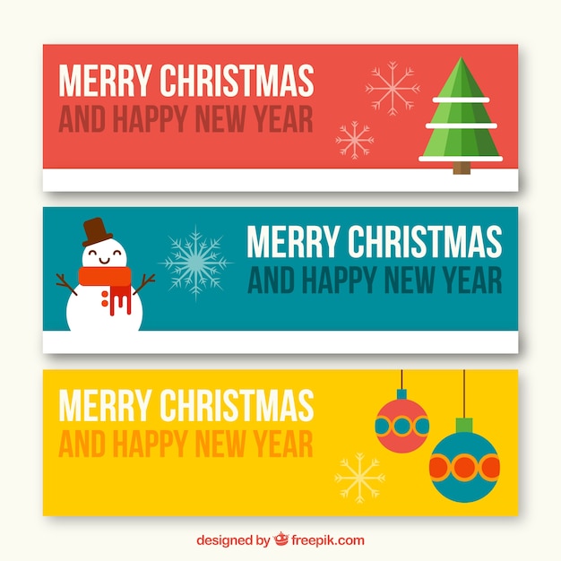 Flat christmas banners 